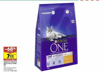 Leader Price Croquettes pour chat adulte poulet purina one offre