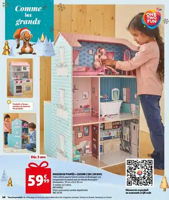 Auchan Maison De Poupée + Cuisine 2 en 1 Bois offre