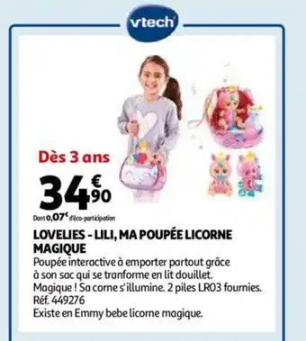 Auchan Lovelies - Lili, Ma Poupée Licorne Magique offre
