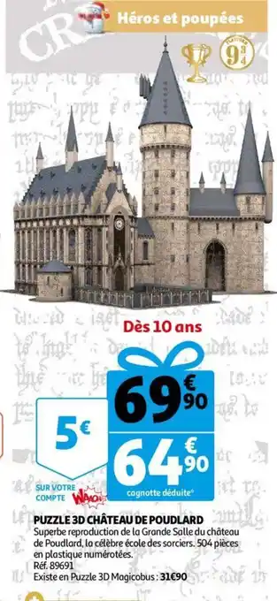 Auchan Puzzle 3D Chateau De Poudlard offre