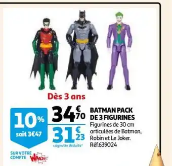 Auchan Batman Pack De 3 Figurines offre