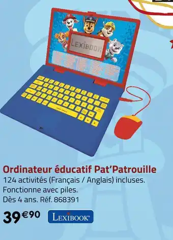 Géant Casino Lexibook ordinateur éducatif pat’patrouille offre