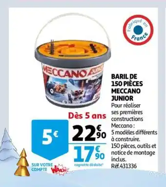 Auchan Baril De 150 Piéces Meccano Junior offre