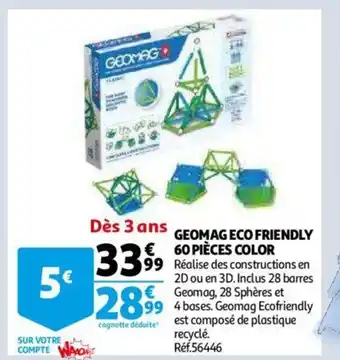Auchan Geomag Eco Friendly 60 Piéces Color offre
