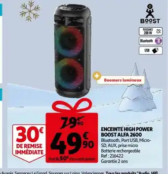 Auchan Enceinte High Power Boost Alfa 2600 offre