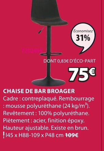 JYSK Chaise De Bar Broager offre