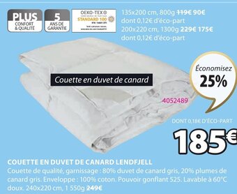 JYSK Couette En Duvet De Canard Lendfjell offre