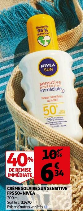Auchan CRÈME SOLAIRE SUN SENSITIVE FPS 50+ offre