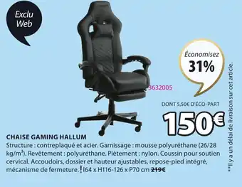 JYSK Chaise Gaming Hallum offre