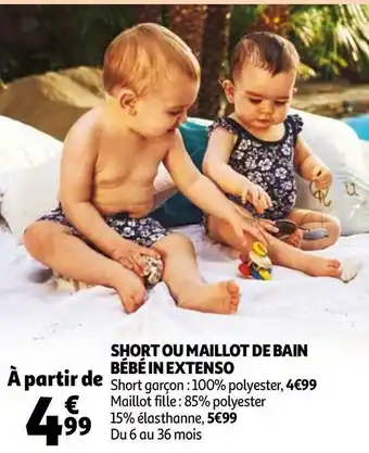 Auchan SHORT OU MAILLOT DE BAIN BÉBÉ offre