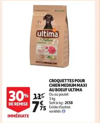 Auchan Croquettes Pour Chien Medium Maxi Au Boeuf Ultima offre