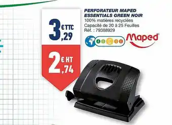 Bureau Vallée Perforateur Maped Essentials Green Noir offre