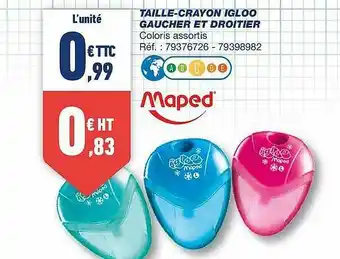 Bureau Vallée Taille-crayon Igloo Gaucher Et Droitier Maped offre