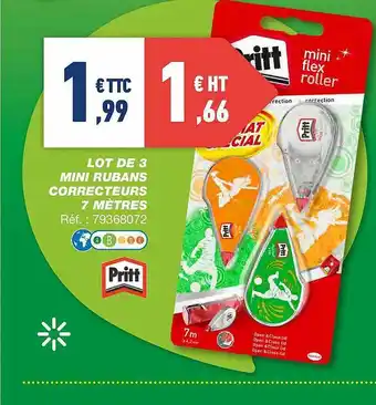 Bureau Vallée Lot De 3 Mini Rubans Correcteurs 7 Mètres Pritt offre