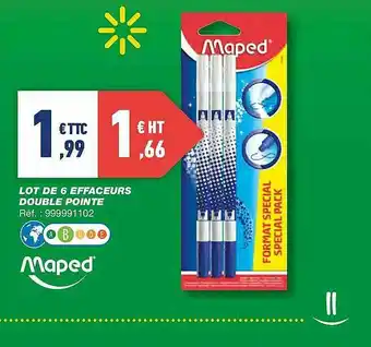 Bureau Vallée Lot De 6 Effaceurs Double Pointe Maped offre
