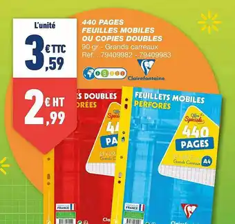 Bureau Vallée 440 Pages Feuilles Mobiles Ou Copies Doubles Clairefontaine offre
