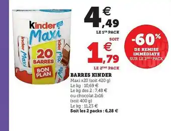 Hyper U Barres Kinder offre