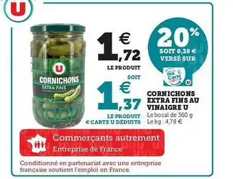 Hyper U Cornichons Extra Fins Au Vinaigre U offre