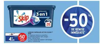 Intermarché Contact Lessive Capsules Active Clean Skip offre