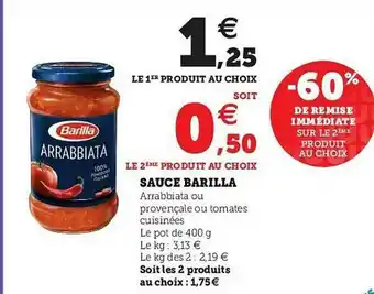 Super U Sauce Barilla offre