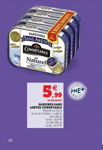 Super U Sardines Sans Arêtes Connétable offre
