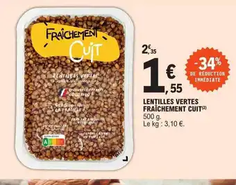 E.Leclerc Lentilles vertes fraîchement cuit offre