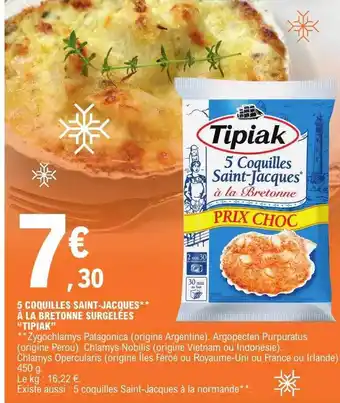 E.Leclerc 5 coquilles saint-jacques à la bretonne surgelées offre