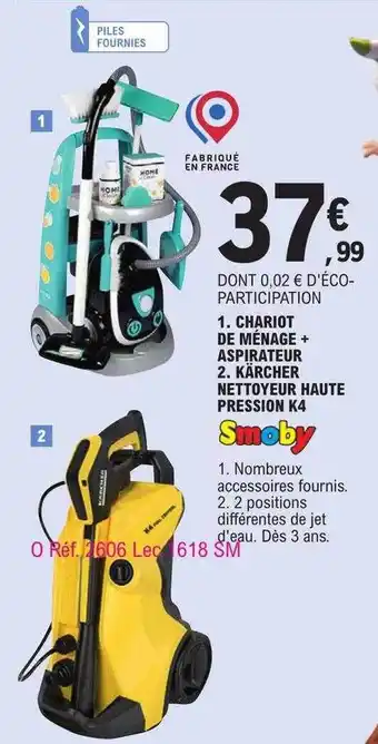 E.Leclerc Chariot de ménage + aspirateur, kärcher nettoyeur haute pression k4 offre