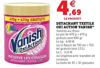 Super U Detachant textile oxi action vanish offre
