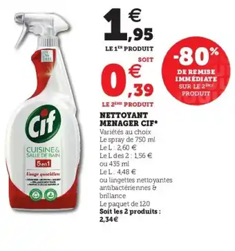 Super U Nettoyant menager cif offre