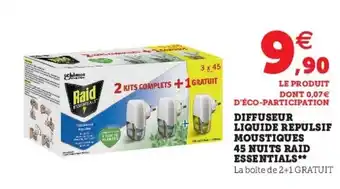 Super U Diffuseur liquide repulsif moustiques 45 nuits raid essentials offre