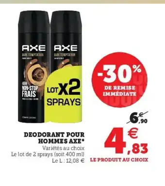 Super U Deodorant pour hommes axe offre