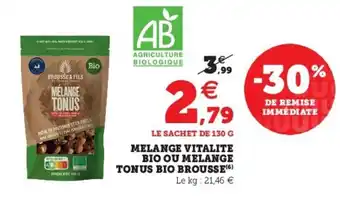 Super U Melange vitalite bio ou melange tonus bio brousse offre