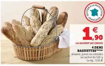 Super U 4 Demi baguettes offre