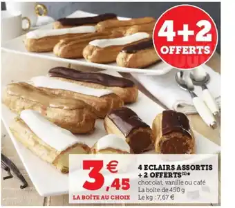Super U 4 Eclairs assortis + 2 offerts offre