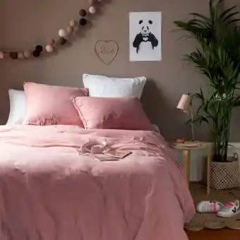 Carré Blanc Parure de lit enfant coton lavé biologique souffle pétale offre