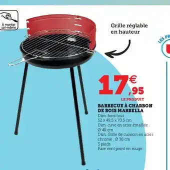 Super U Barbecue à charbon de bois marbella offre