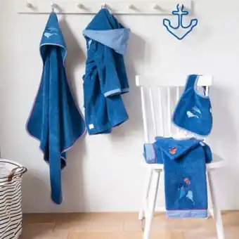 Parure de bain coton biologique brodée poissons odyssée