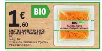 E.Leclerc Carottes râpées en sauce vinaigrette citronnée bio offre