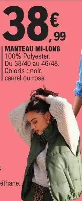 E.Leclerc Manteau mi-long offre