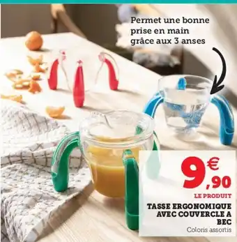 Tasse ergonomique avec couvercle a bec