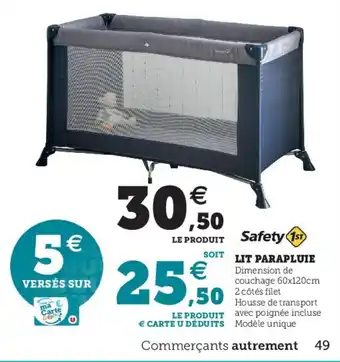 Super U Lit parapluie offre