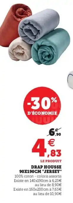 Super U Drap housse 90X190CM "jersey" offre
