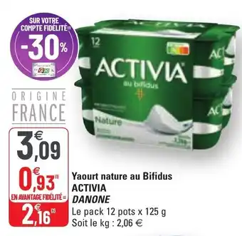 Yaourt nature au bifidus ACTIVIA DANONE