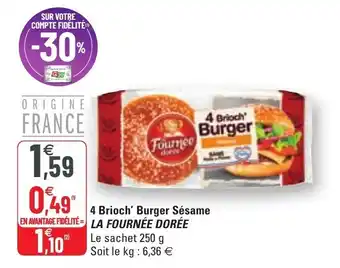4 Brioch' burger sésame la fournée dorée