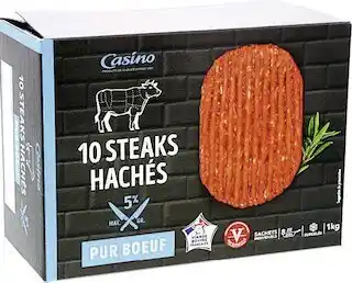 Casino Supermarchés Steaks Hachés 5% M.G pur boeuf surgelés offre