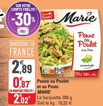 G20 Penne au poulet et au pesto MARIE offre
