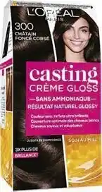 Casino Supermarchés Coloration Casting Crème Gloss N° 300 Châtain Foncé Corsé PARIS* offre