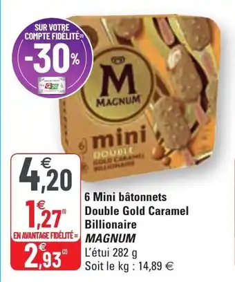 G20 6 Mini batonnets Double Gold Caramel Billionaire offre