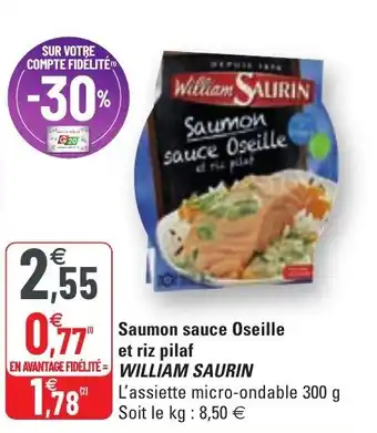 G20 Saumon sauce Oseille et riz pilaf offre